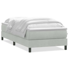 vidaXL Boxspringbett mit Matratze Hellgrau 80x220 cm Samt