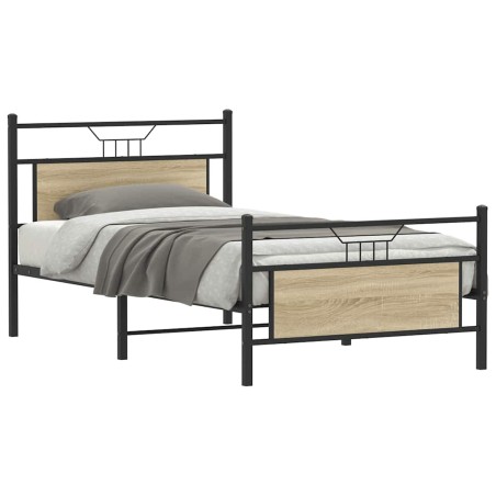 vidaXL Bettgestell ohne Matratze Sonoma-Eiche 100x200 cm Holzwerkstoff
