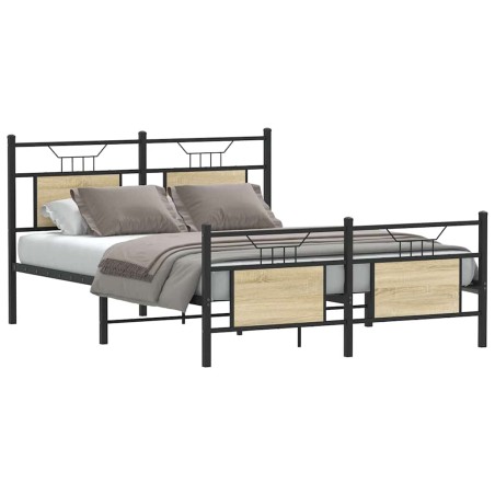 vidaXL Bettgestell ohne Matratze Sonoma-Eiche 140x200 cm Holzwerkstoff