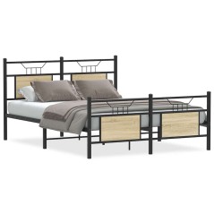 vidaXL Bettgestell ohne Matratze Sonoma-Eiche 140x200 cm Holzwerkstoff