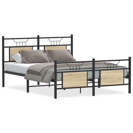 vidaXL Bettgestell ohne Matratze Sonoma-Eiche 140x200 cm Holzwerkstoff