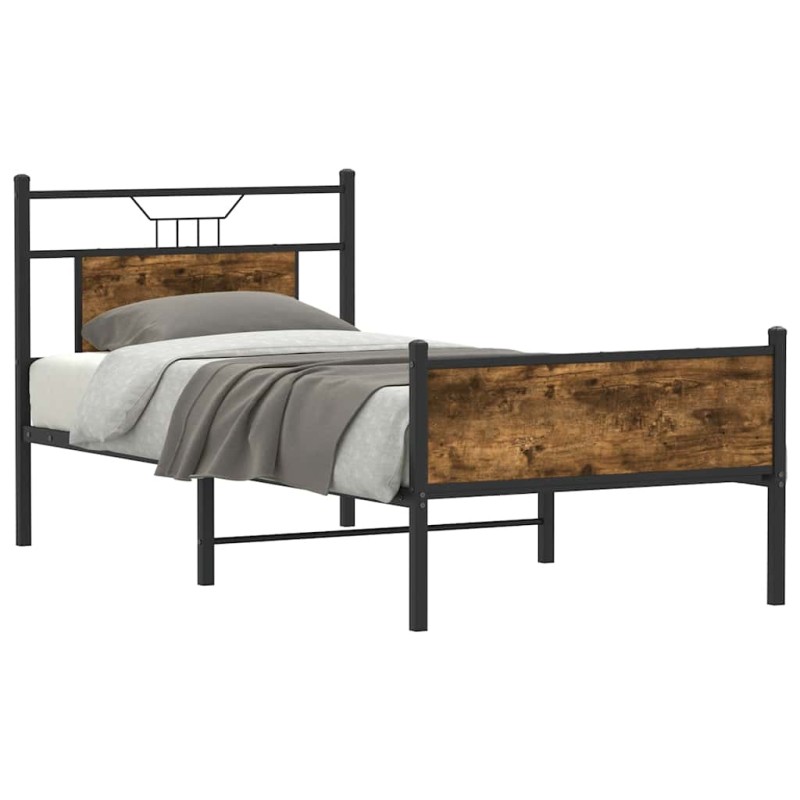 vidaXL Bettgestell ohne Matratze Räuchereiche 75x190 cm Holzwerkstoff vidaXL Bettgestell ohne Matratze Räuchereiche 75x190 cm Holzwerkstoff