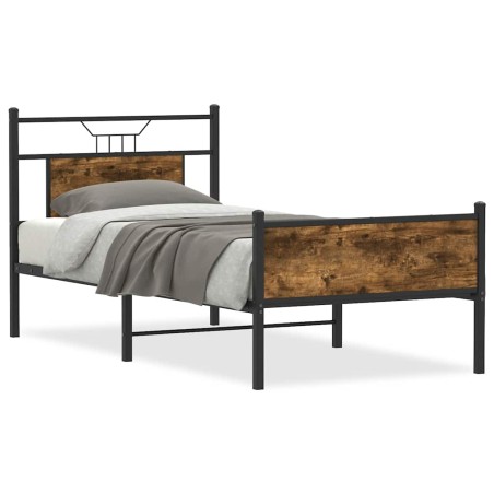 vidaXL Bettgestell ohne Matratze Räuchereiche 75x190 cm Holzwerkstoff