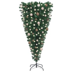 Künstlicher Weihnachtsbaum Kopfüber LEDs & Kugeln 180 cm