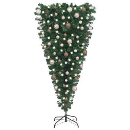 Künstlicher Weihnachtsbaum Kopfüber LEDs & Kugeln 180 cm