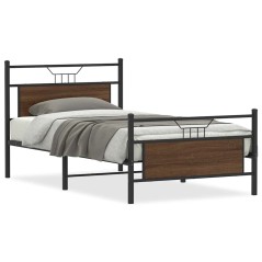 vidaXL Bettgestell ohne Matratze Braun Eiche 100x190 cm Holzwerkstoff