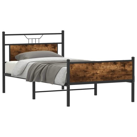 vidaXL Bettgestell ohne Matratze Räuchereiche 100x200 cm Holzwerkstoff