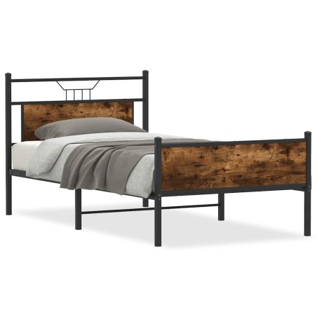 vidaXL Bettgestell ohne Matratze Räuchereiche 100x200 cm Holzwerkstoff
