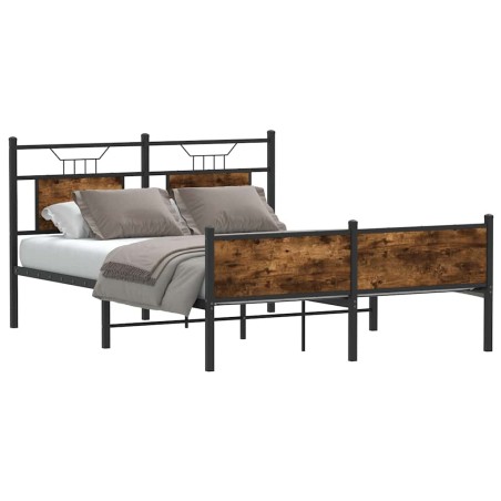 vidaXL Bettgestell ohne Matratze Räuchereiche 150x200 cm Holzwerkstoff