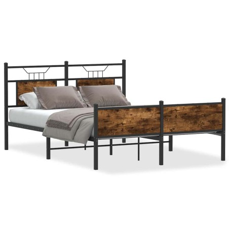 vidaXL Bettgestell ohne Matratze Räuchereiche 150x200 cm Holzwerkstoff