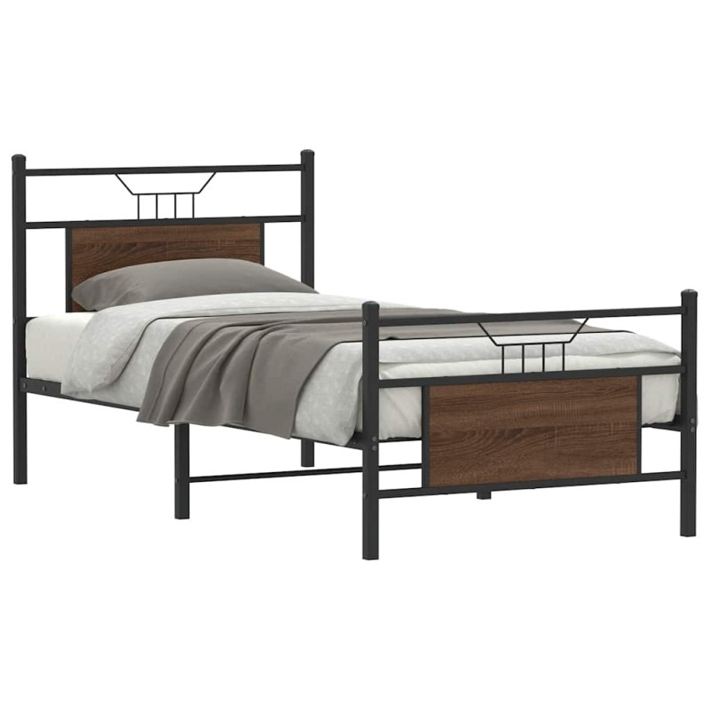 vidaXL Bettgestell ohne Matratze Braun Eiche 90x190 cm Holzwerkstoff vidaXL Bettgestell ohne Matratze Braun Eiche 90x190 cm Holzwerkstoff