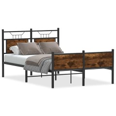vidaXL Bettgestell ohne Matratze Räuchereiche 120x190 cm Holzwerkstoff