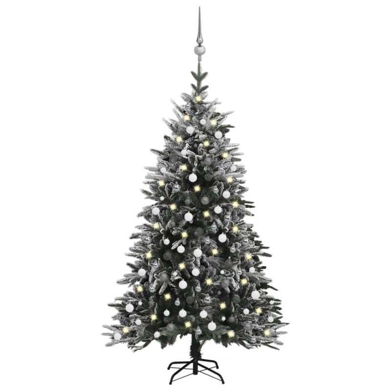 Künstlicher Weihnachtsbaum Schnee LEDs & Kugeln 240 cm PVC & PE Künstlicher Weihnachtsbaum Schnee LEDs & Kugeln 240 cm PVC & PE