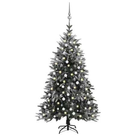 Künstlicher Weihnachtsbaum Schnee LEDs & Kugeln 240 cm PVC & PE