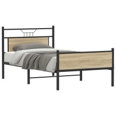 vidaXL Bettgestell ohne Matratze Sonoma-Eiche 100x200 cm Holzwerkstoff