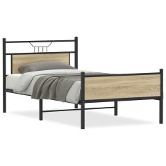vidaXL Bettgestell ohne Matratze Sonoma-Eiche 100x200 cm Holzwerkstoff