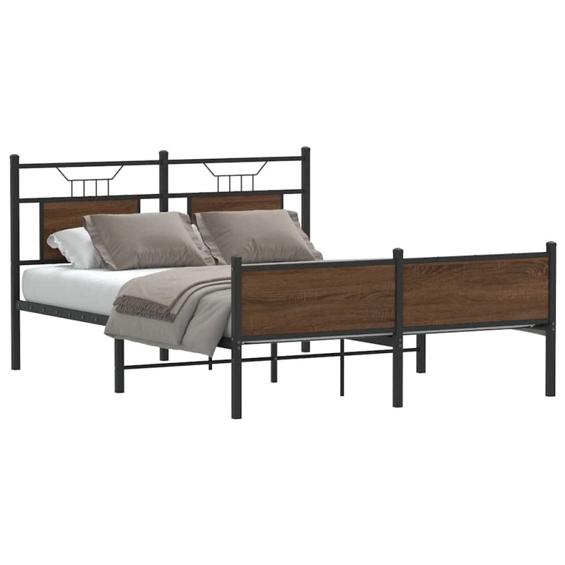 vidaXL Bettgestell ohne Matratze Braun Eiche 140x190 cm Holzwerkstoff vidaXL Bettgestell ohne Matratze Braun Eiche 140x190 cm Holzwerkstoff