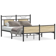 vidaXL Bettgestell ohne Matratze Sonoma-Eiche 140x190 cm Holzwerkstoff