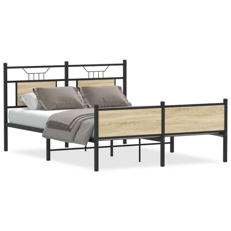 vidaXL Bettgestell ohne Matratze Sonoma-Eiche 140x190 cm Holzwerkstoff