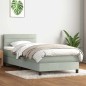 vidaXL Boxspringbett mit Matratze Hellgrau 90x210 cm Samt vidaXL Boxspringbett mit Matratze Hellgrau 90x210 cm Samt