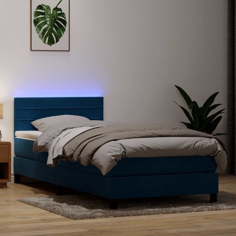 vidaXL Boxspringbett mit Matratze Dunkelblau 80x220 cm Samt vidaXL Boxspringbett mit Matratze Dunkelblau 80x220 cm Samt
