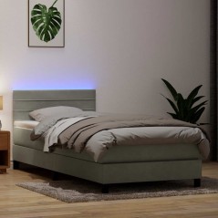 vidaXL Boxspringbett mit Matratze Hellgrau 90x220 cm Samt