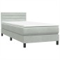 vidaXL Boxspringbett mit Matratze Hellgrau 90x220 cm Samt vidaXL Boxspringbett mit Matratze Hellgrau 90x220 cm Samt