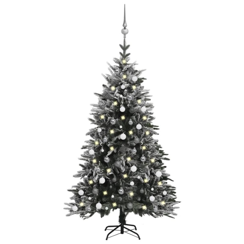 Künstlicher Weihnachtsbaum Schnee LEDs & Kugeln 180 cm PVC & PE Künstlicher Weihnachtsbaum Schnee LEDs & Kugeln 180 cm PVC & PE