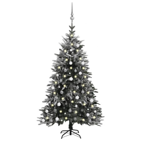 Künstlicher Weihnachtsbaum Schnee LEDs & Kugeln 180 cm PVC & PE