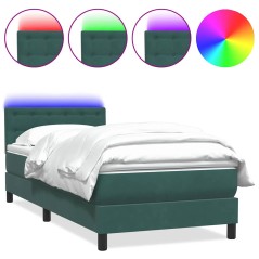 vidaXL Boxspringbett mit Matratze Dunkelgrün 80x210 cm Samt