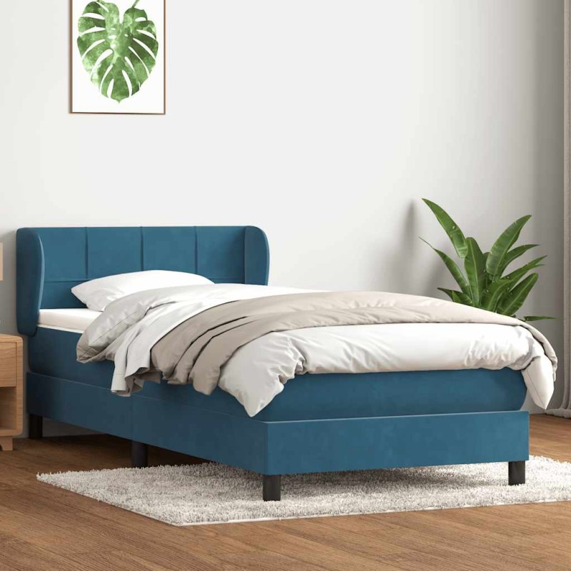 vidaXL Boxspringbett mit Matratze Dunkelblau 80x210 cm Samt vidaXL Boxspringbett mit Matratze Dunkelblau 80x210 cm Samt