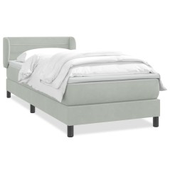vidaXL Boxspringbett mit Matratze Hellgrau 80x210 cm Samt