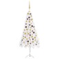 Künstlicher Eck-Weihnachtsbaum LEDs & Kugeln Weiß 150 cm PVC Künstlicher Eck-Weihnachtsbaum LEDs & Kugeln Weiß 150 cm PVC