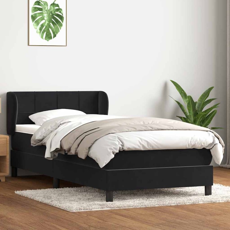 vidaXL Boxspringbett mit Matratze Schwarz 80x220 cm Samt vidaXL Boxspringbett mit Matratze Schwarz 80x220 cm Samt