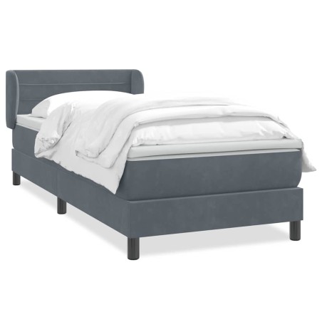 vidaXL Boxspringbett mit Matratze Dunkelgrau 90x210 cm Samt