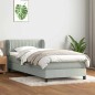 vidaXL Boxspringbett mit Matratze Hellgrau 80x220 cm Samt vidaXL Boxspringbett mit Matratze Hellgrau 80x220 cm Samt