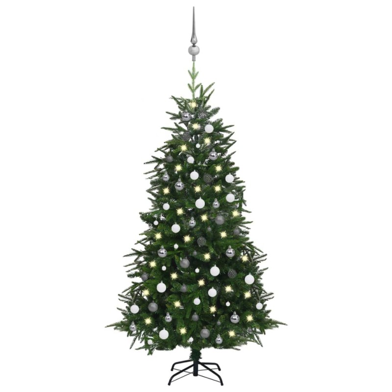 Künstlicher Weihnachtsbaum LEDs & Kugeln Grün 180 cm PVC & PE Künstlicher Weihnachtsbaum LEDs & Kugeln Grün 180 cm PVC & PE