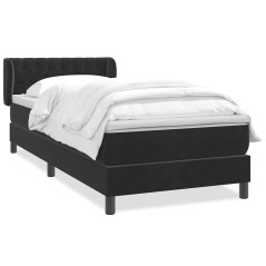 vidaXL Boxspringbett mit Matratze Schwarz 90x220 cm Samt