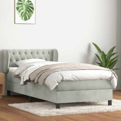 vidaXL Boxspringbett mit Matratze Hellgrau 80x210 cm Samt