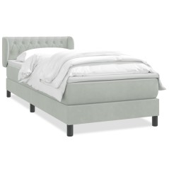 vidaXL Boxspringbett mit Matratze Hellgrau 80x210 cm Samt