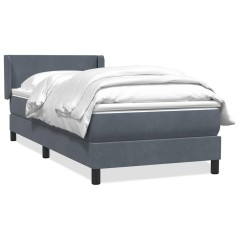 vidaXL Boxspringbett mit Matratze Dunkelgrau 80x220 cm Samt
