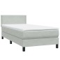 vidaXL Boxspringbett mit Matratze Hellgrau 90x210 cm Samt vidaXL Boxspringbett mit Matratze Hellgrau 90x210 cm Samt