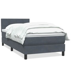 vidaXL Boxspringbett mit Matratze Dunkelgrau 80x210 cm Samt