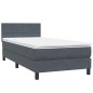 vidaXL Boxspringbett mit Matratze Dunkelgrau 90x210 cm Samt vidaXL Boxspringbett mit Matratze Dunkelgrau 90x210 cm Samt