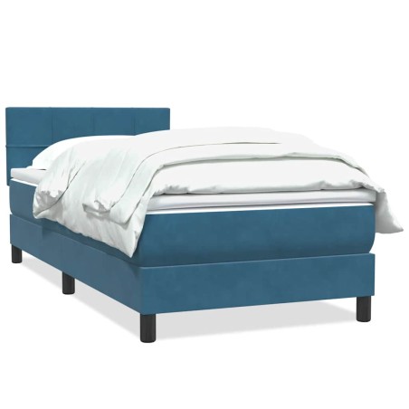 vidaXL Boxspringbett mit Matratze Dunkelblau 80x220 cm Samt