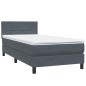 vidaXL Boxspringbett mit Matratze Dunkelgrau 90x220 cm Samt vidaXL Boxspringbett mit Matratze Dunkelgrau 90x220 cm Samt