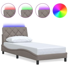 vidaXL Bettgestell mit LED ohne Matratze Taupe 90x190 cm Stoff