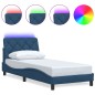 vidaXL Bettgestell mit LED ohne Matratze Blau 90x200 cm Stoff vidaXL Bettgestell mit LED ohne Matratze Blau 90x200 cm Stoff