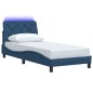 vidaXL Bettgestell mit LED ohne Matratze Blau 90x200 cm Stoff vidaXL Bettgestell mit LED ohne Matratze Blau 90x200 cm Stoff
