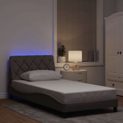 vidaXL Bettgestell mit LED ohne Matratze Taupe 100x200 cm Stoff